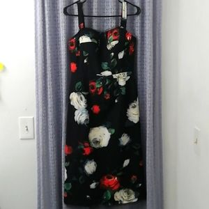 Black floral midi strip dress
